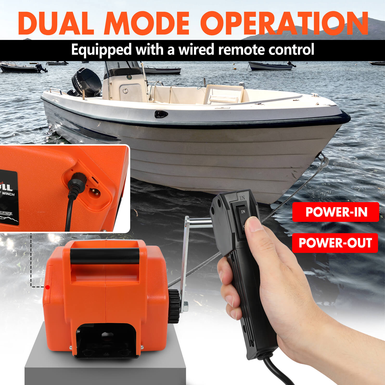 Automotive Parts: X-BULL 12V Electric Boat Winch 5000LBS Portable Wireless Remote Trailer Winch Steel Cable