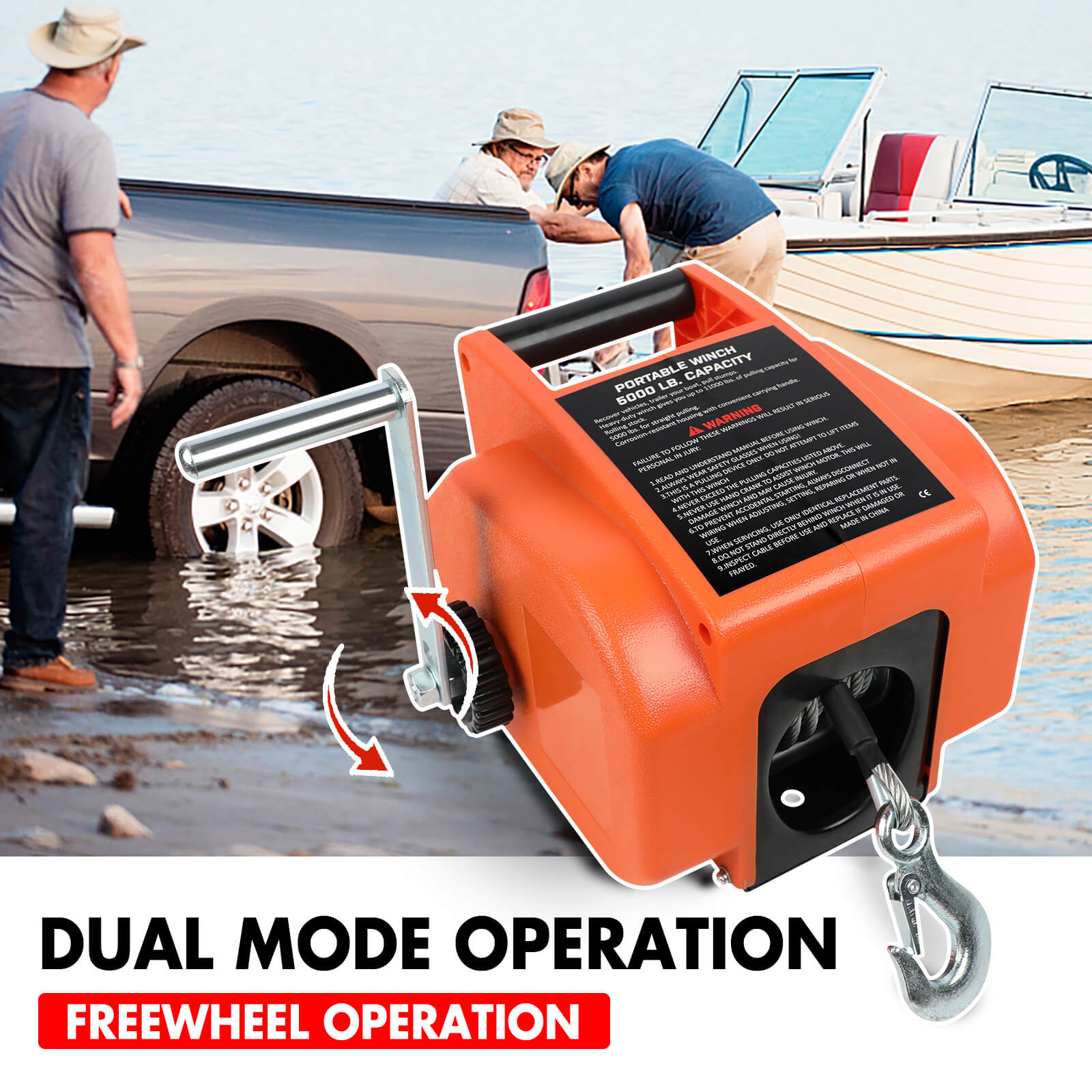 Automotive Parts: X-BULL 12V Electric Boat Winch 5000LBS Portable Wireless Remote Trailer Winch Steel Cable