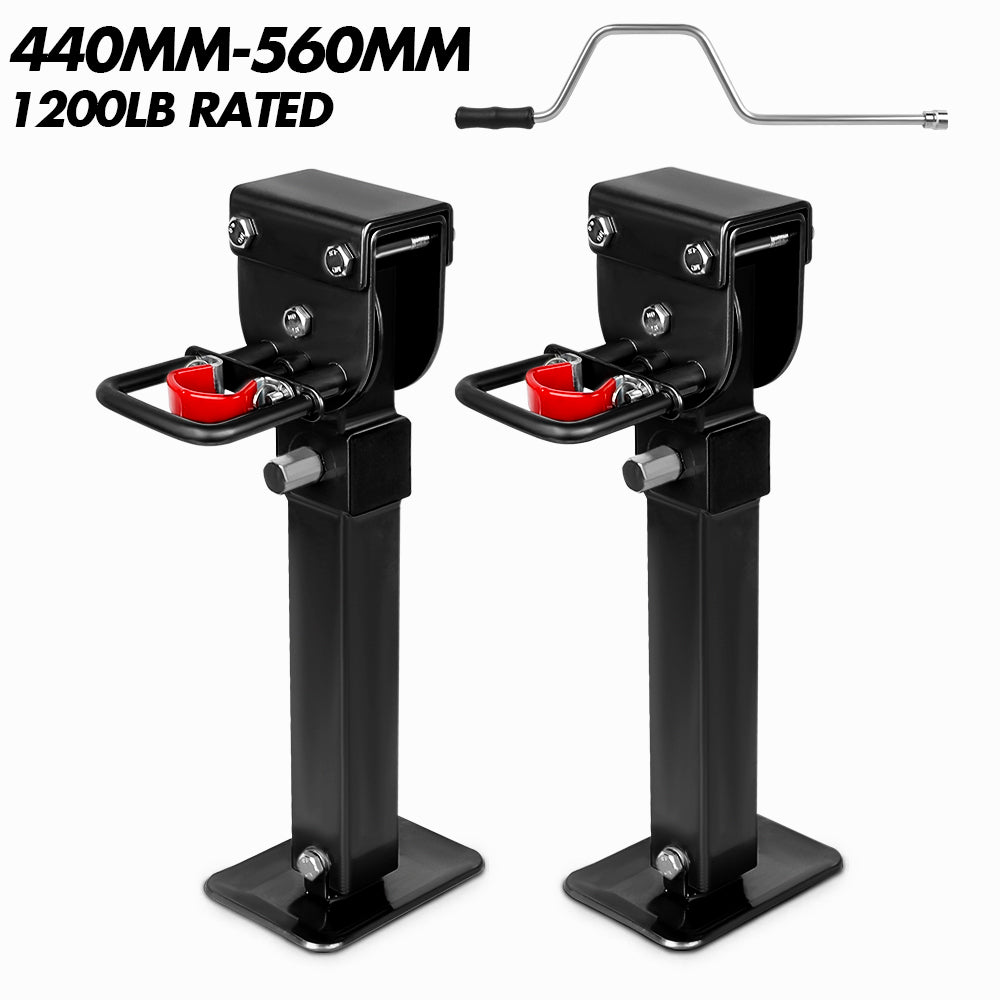 Lifts & Hoists: X-BULL Drop Down Legs 440MM- 560MM Trailer Steel Legs Caravan Corner 1200LBS Black