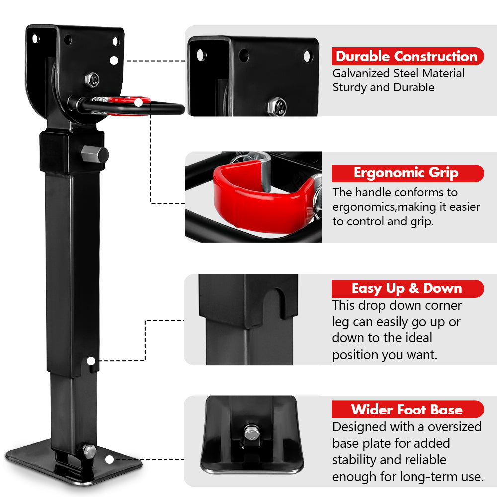 Lifts & Hoists: X-BULL Drop Down Legs 440MM- 560MM Trailer Steel Legs Caravan Corner 1200LBS Black