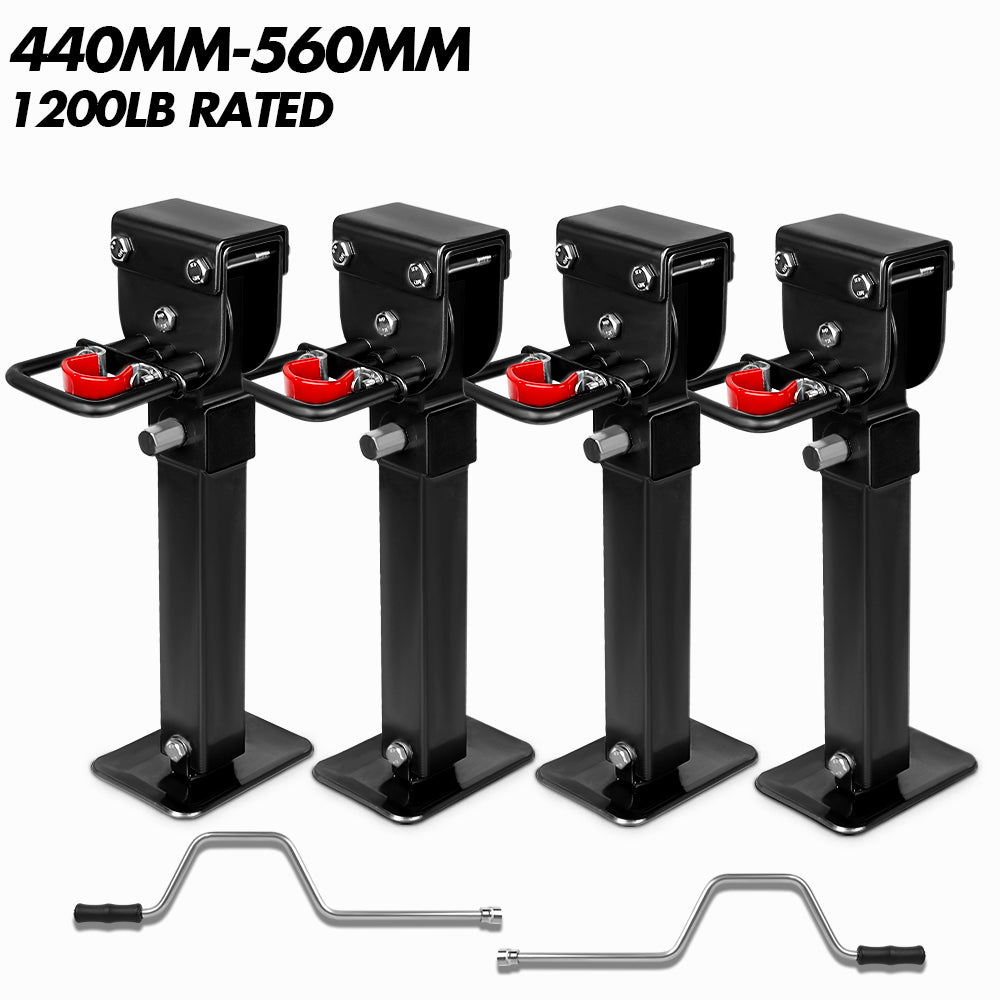 Traffic Control & Parking Tools: X-BULL 4x 440mm Drop Down Corner Legs W/Handle Steel Base Caravan Stabilizer Black