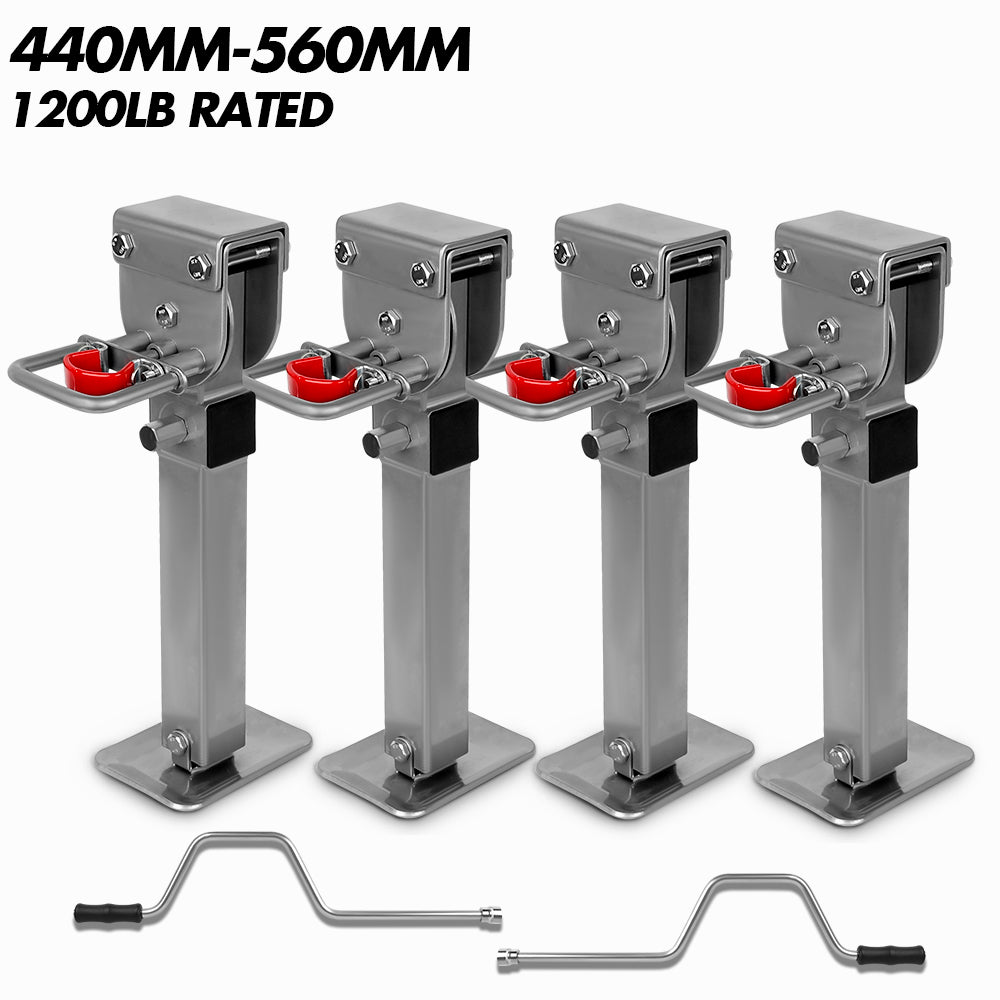 Automotive Parts: X-BULL 4x 440mm Drop Down Corner Legs Steadies Handle Steel Foot Caravan Trailer Silver