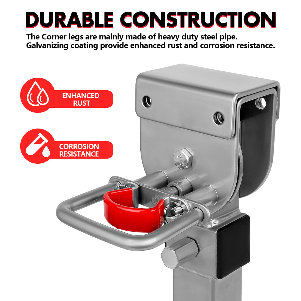 Automotive Parts: X-BULL 4x 440mm Drop Down Corner Legs Steadies Handle Steel Foot Caravan Trailer Silver
