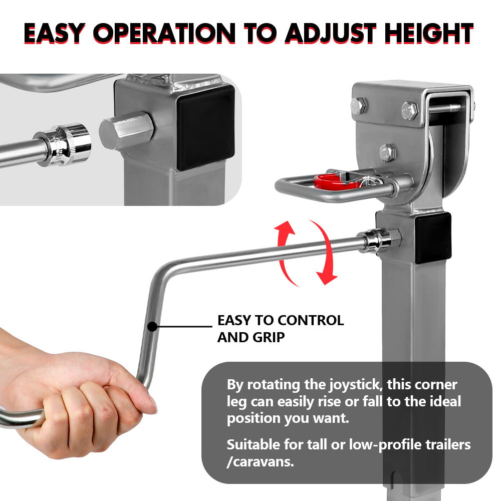 Automotive Parts: X-BULL 4x 440mm Drop Down Corner Legs Steadies Handle Steel Foot Caravan Trailer Silver