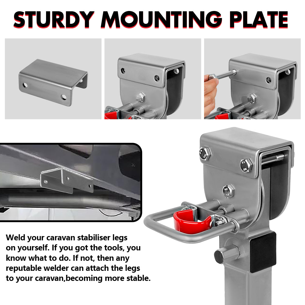 Automotive Parts: X-BULL 4x 440mm Drop Down Corner Legs Steadies Handle Steel Foot Caravan Trailer Silver