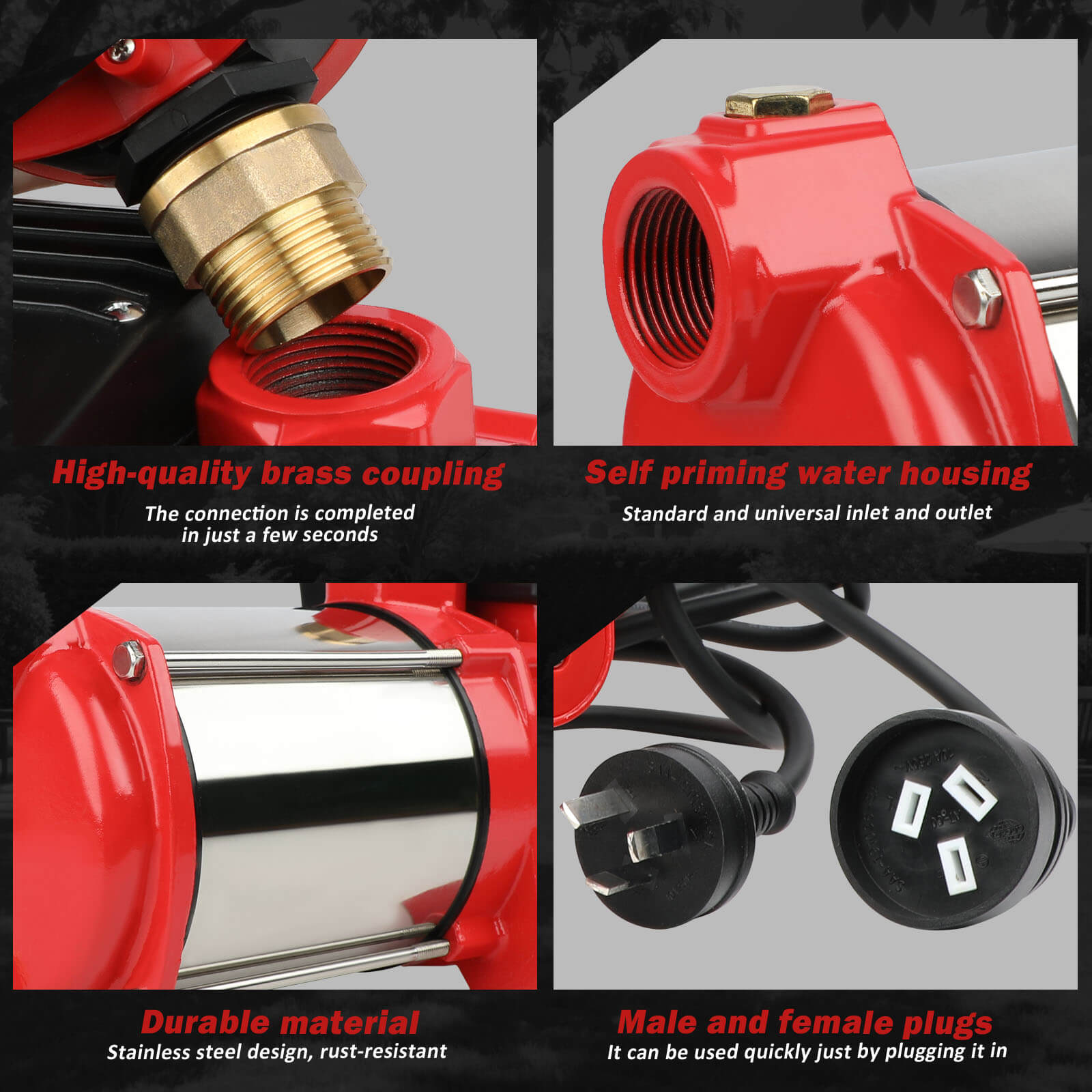 Irrigation Pumps: ETOSHA 2000W Garden Water Pump High Pressure 4-Stage Tank Irrigation Water Pump