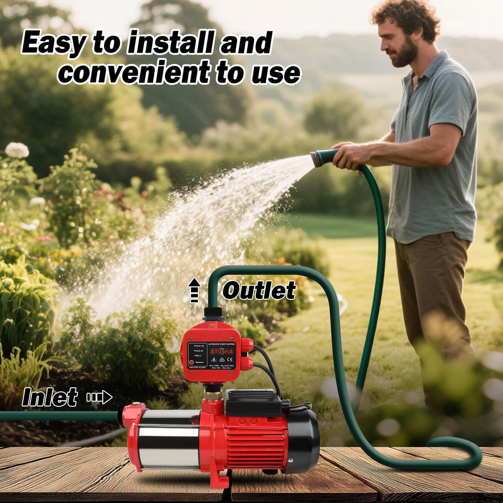 Irrigation Pumps: ETOSHA 2000W Garden Water Pump High Pressure 4-Stage Tank Irrigation Water Pump