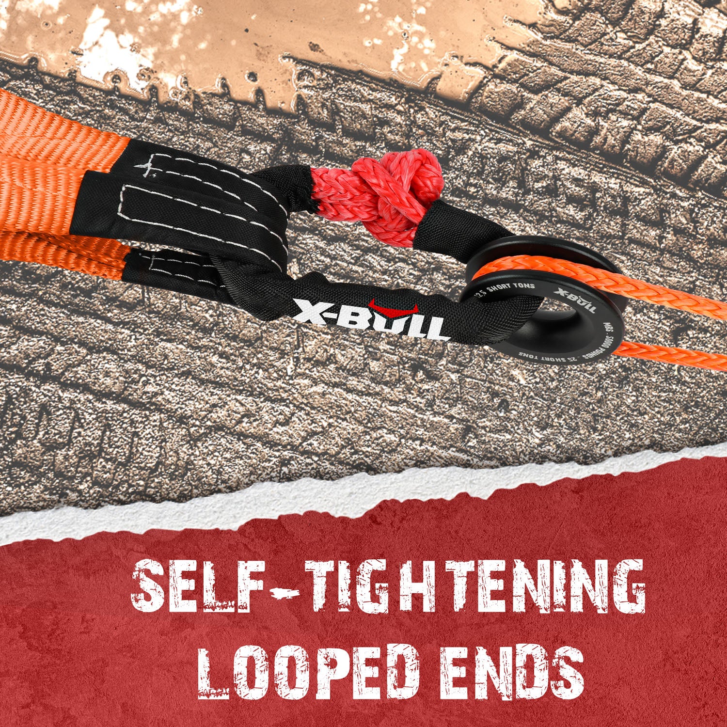 4WD Recovery Tools: X-BULL Recovery Ring Soft Shackle Kit Snatch Block Pulley Rope Snatch Ring 4WD