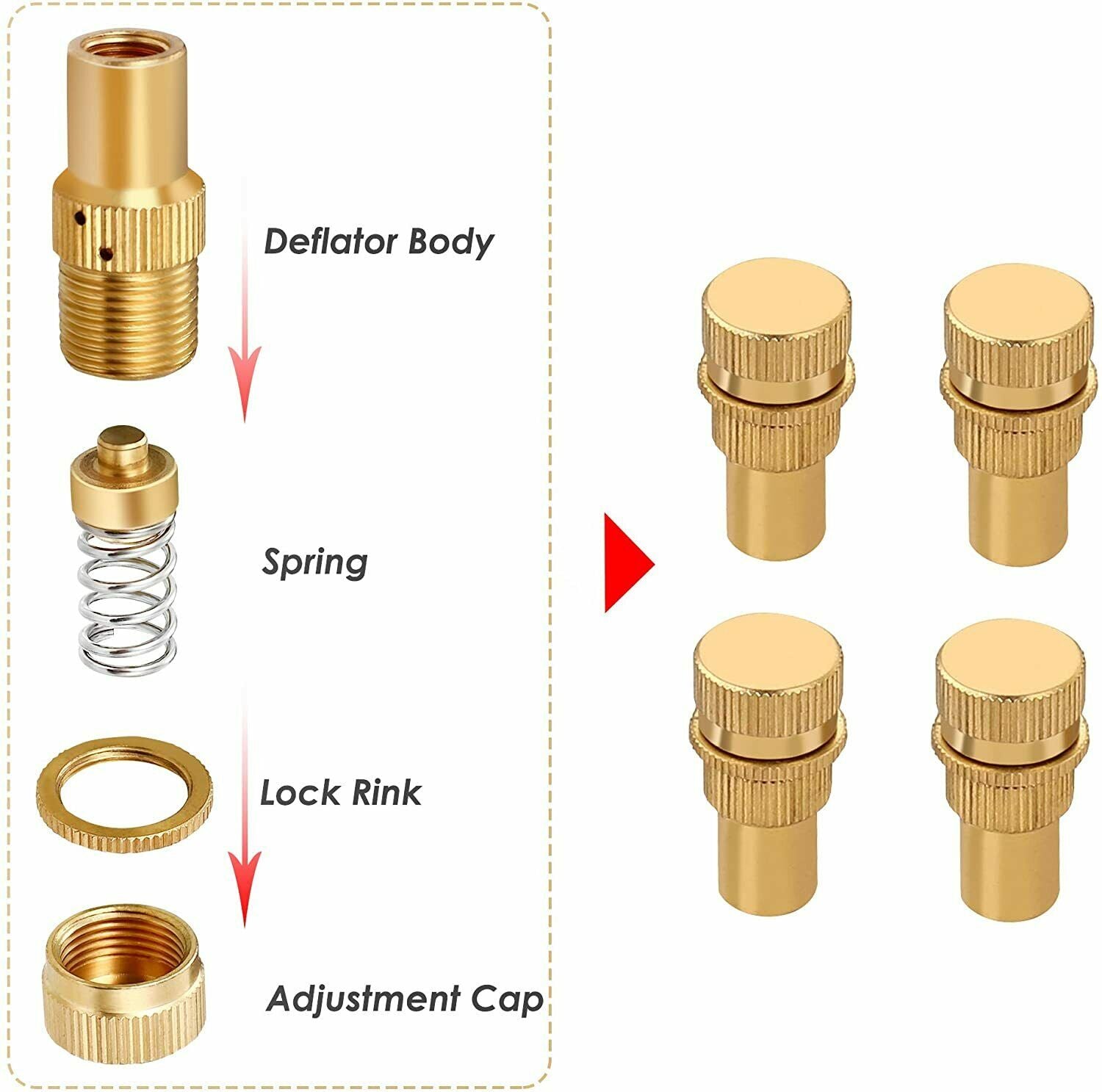4WD Recovery Tools: X-BULL Tyre Deflators Brass Air Deflator 0-60 PSI Tire Valve Core Tool Automatic