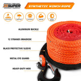Automotive Repair & Speciality Tools: ZESUPER Winch Rope 9.5MM X 30M Dyneema SK75 Hook Synthetic Car Tow Recovery Cable Hook