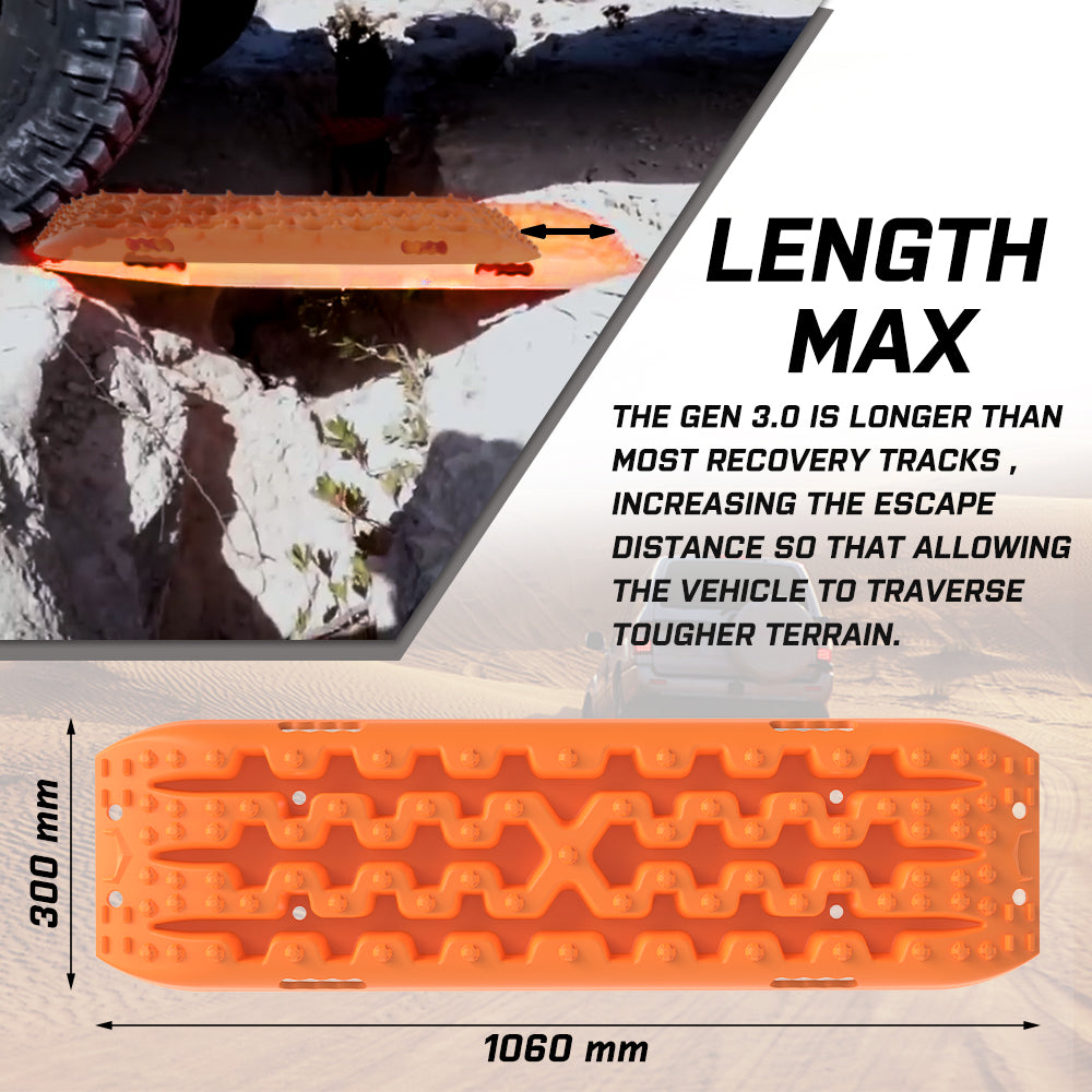 4WD Recovery Tools: X-BULL Recovery tracks Sand tracks KIT Carry bag mounting pin Sand/Snow/Mud 10T 4WD-Orange Gen3.0