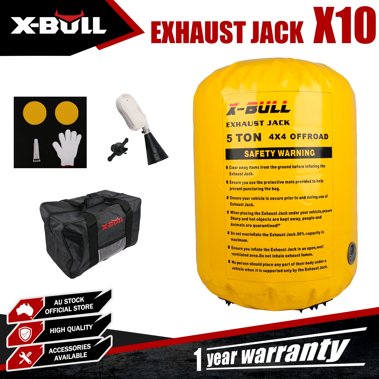 Fuel & Exhaust: X-BULL Exhaust Jack Recovery Jack Air Bag Multi Layer Truck Rescue Kit 4x4 4WD 10 Units