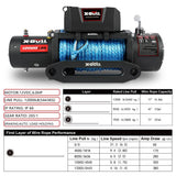 4WD Recovery Tools: X-BULL 12000LBS Electric Winch 12V 4x4 synthetic rope 4WD Car with winch mounting plate