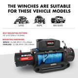 4WD Recovery Tools: X-BULL 12000LBS Electric Winch 12V 4x4 synthetic rope 4WD Car with winch mounting plate