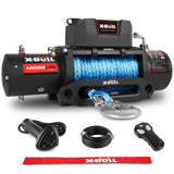 4WD Recovery Tools: X-BULL 12000LBS Electric Winch 12V 4x4 synthetic rope 4WD Car with winch mounting plate
