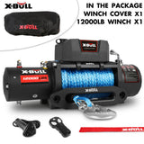 4WD Recovery Tools: X-BULL 12V Electric Winch 12000LBS synthetic rope 4wd Jeep with winch cover