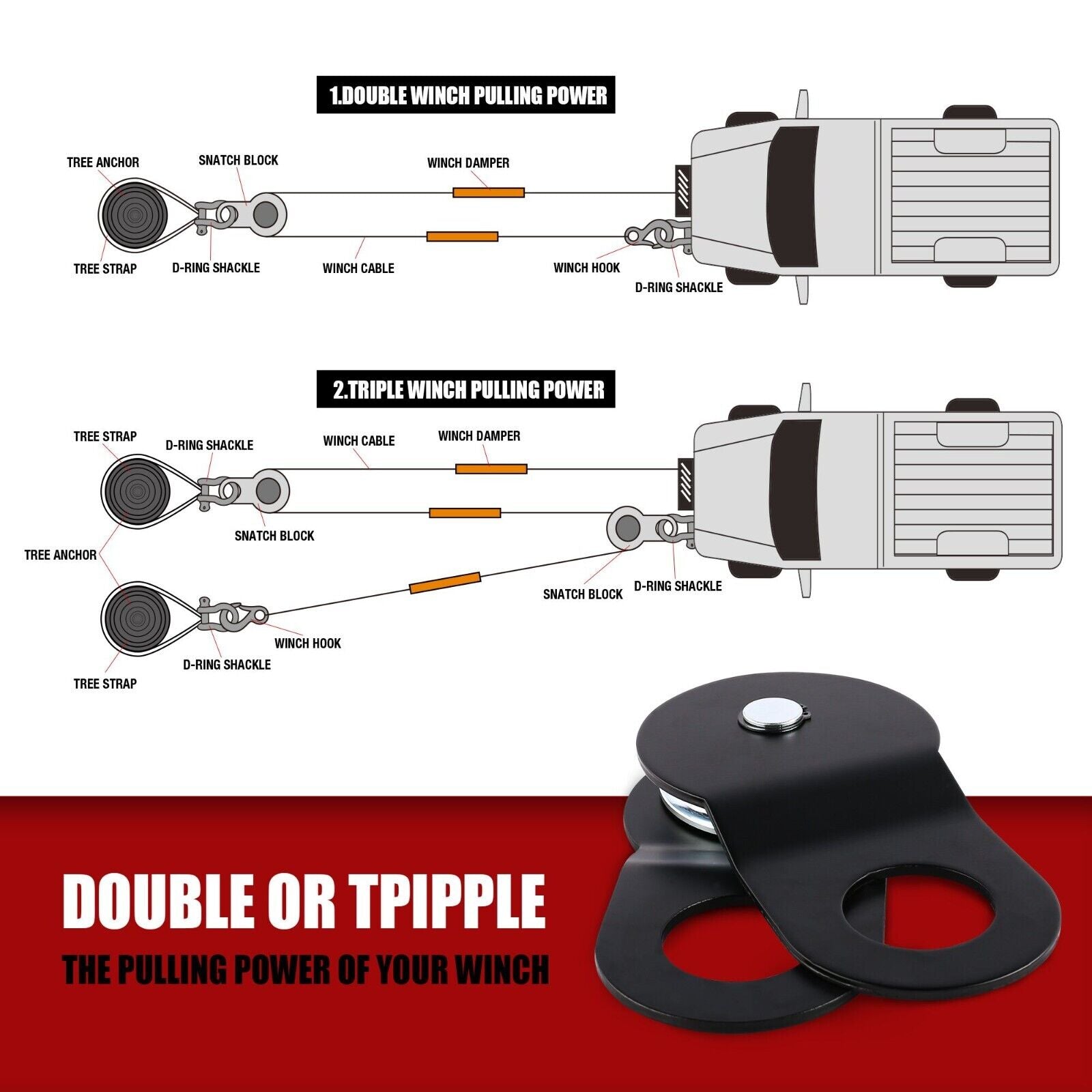 4WD Recovery Tools: X-BULL Winch Recovery Kit 13PCS Recovery tracks /Snatch Strap Off Road 4X4