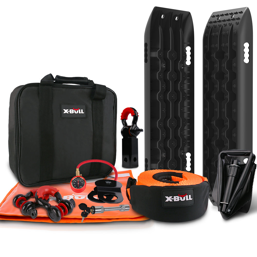 4WD Recovery Tools: X-BULL Winch Recovery Kit 13PCS Recovery tracks /Snatch Strap Off Road 4X4