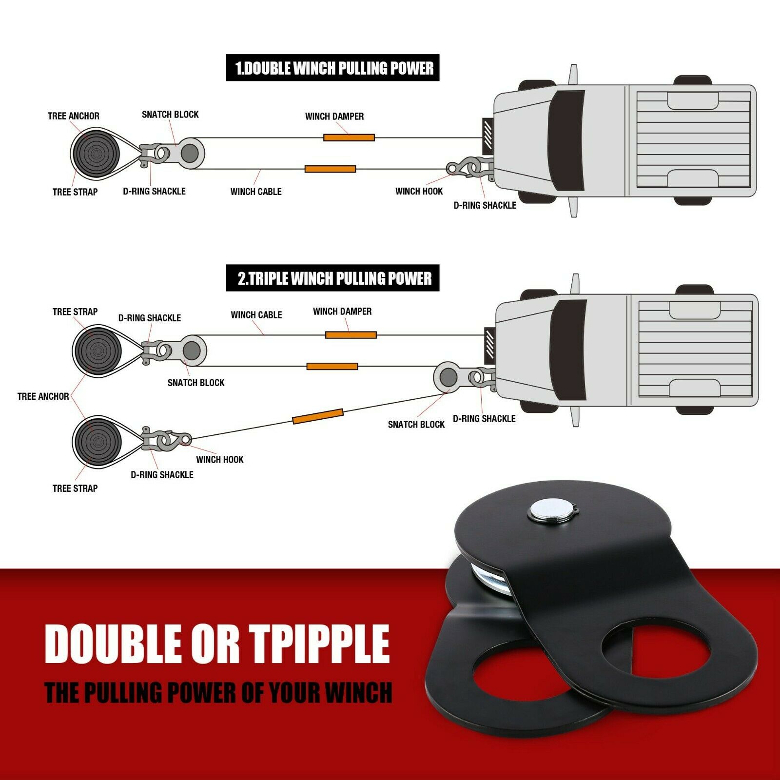 Automotive Parts: X-BULL Winch Recovery Kit Recovery tracks /Snatch Strap Off Road 4WD