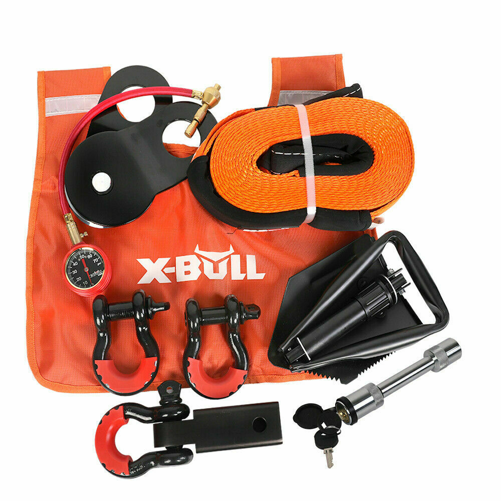 4WD Recovery Tools: X-BULL Winch Recovery Kit 11PCS 4WD 4x4 Pack Off Road Snatch Strap Essential