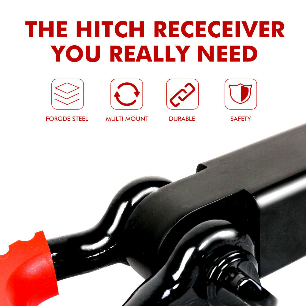4WD Recovery Tools: X-BULL Hitch Receiver 5T Recovery Receiver with Bow Shackle Tow Bar Off Road 4WD