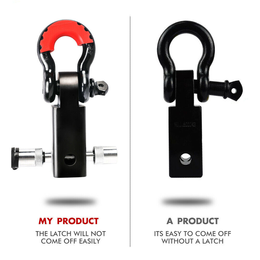 4WD Recovery Tools: X-BULL Hitch Receiver 5T Recovery Receiver with Bow Shackle Tow Bar Off Road 4WD