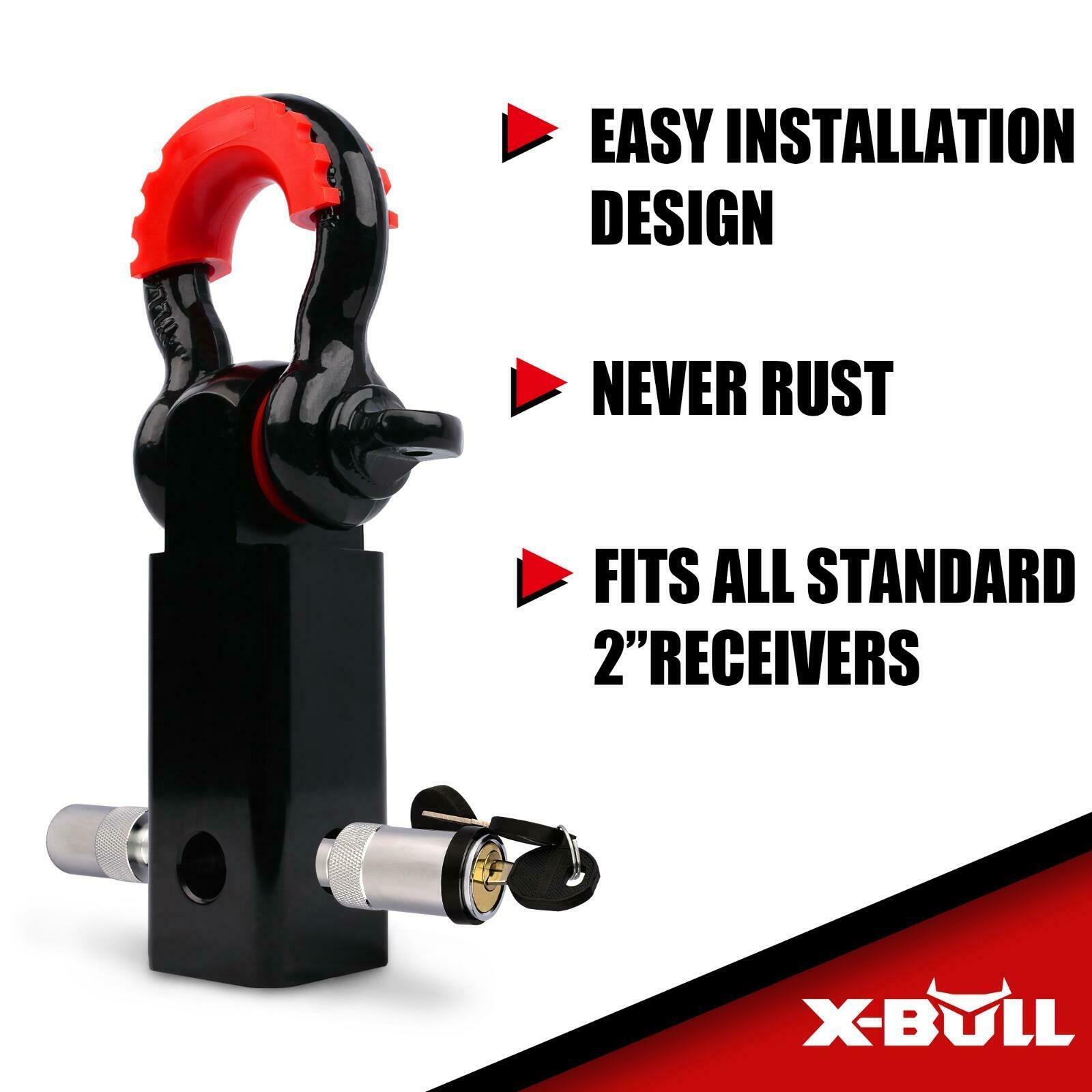 4WD Recovery Tools: X-BULL Hitch Receiver 5T Recovery Receiver with Bow Shackle Tow Bar Off Road 4WD