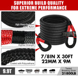 4WD Recovery Tools: X-BULL Recovery Kit 4X4 Off-Road Kinetic Rope Snatch Strap Winch Damper 4WD13PCS