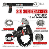 4WD Recovery Tools: X-BULL Recovery Kit 4X4 Off-Road Kinetic Rope Snatch Strap Winch Damper 4WD13PCS