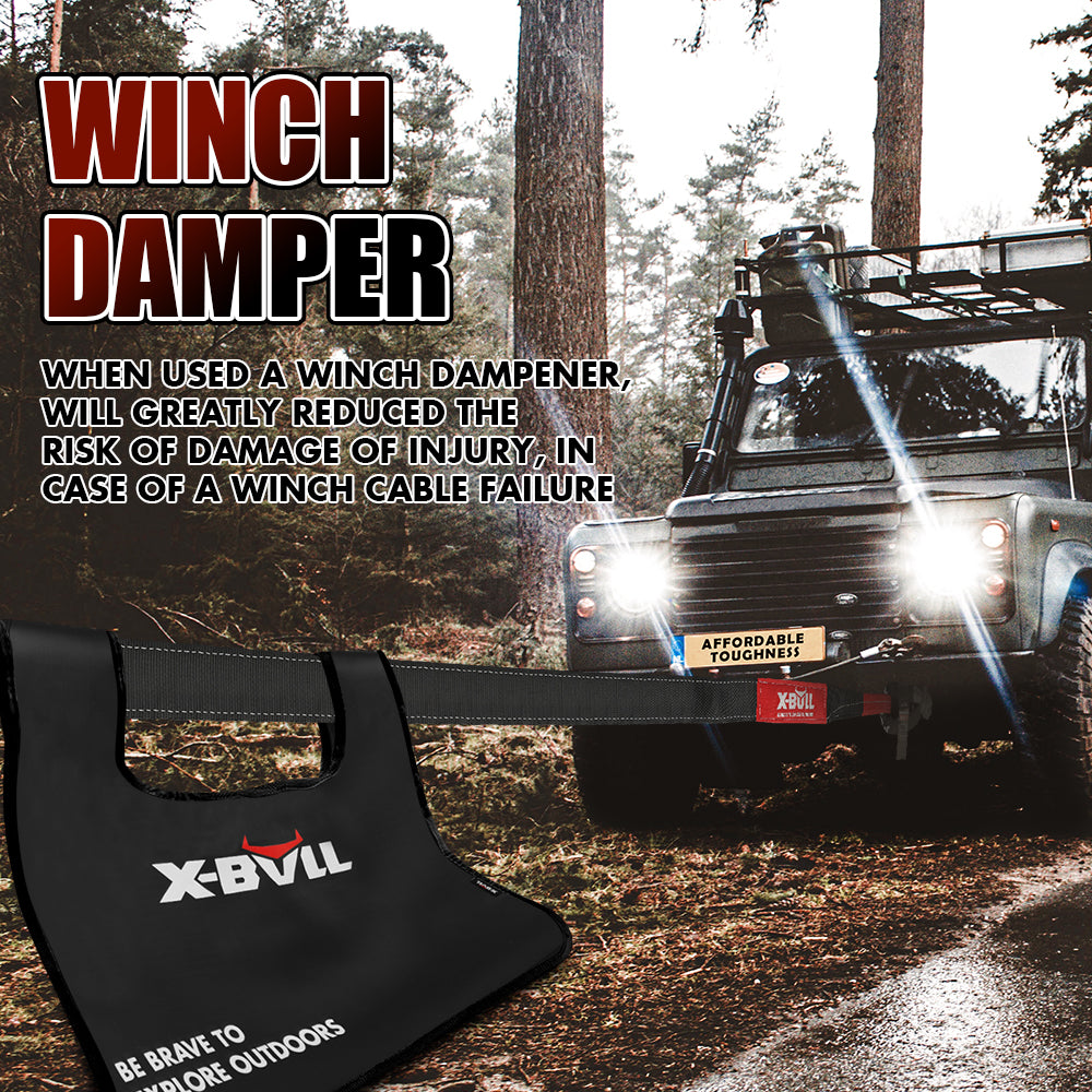 4WD Recovery Tools: X-BULL Recovery Kit 4X4 Off-Road Kinetic Rope Snatch Strap Winch Damper 4WD13PCS