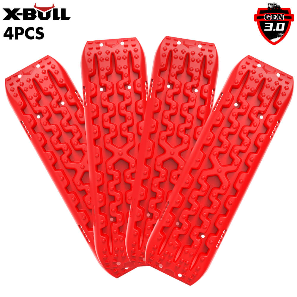 4WD Recovery Tools: X-BULL 2 Pairs Recovery tracks Sand Mud Snow 4WD / 4x4 ATV Offroad Stronger Gen 3.0 - Red