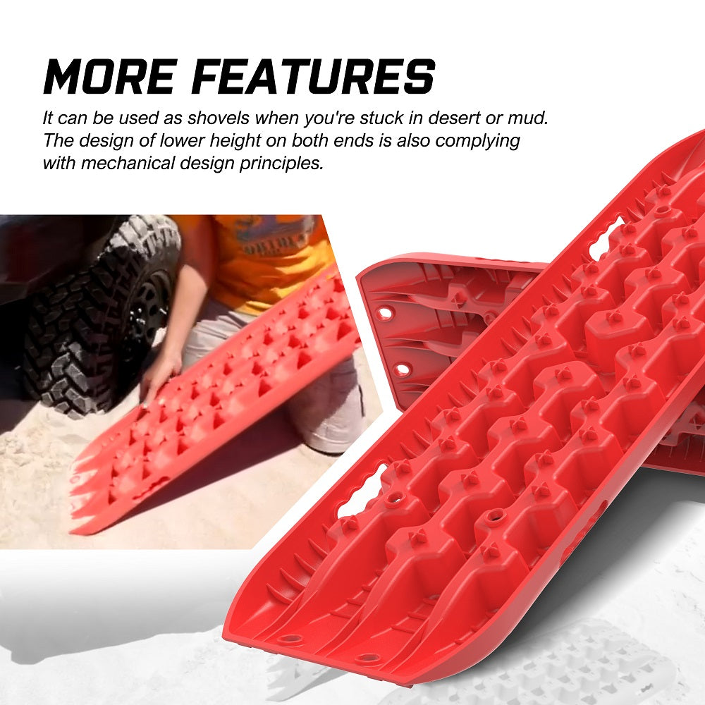 4WD Recovery Tools: X-BULL 2 Pairs Recovery tracks Sand Mud Snow 4WD / 4x4 ATV Offroad Stronger Gen 3.0 - Red