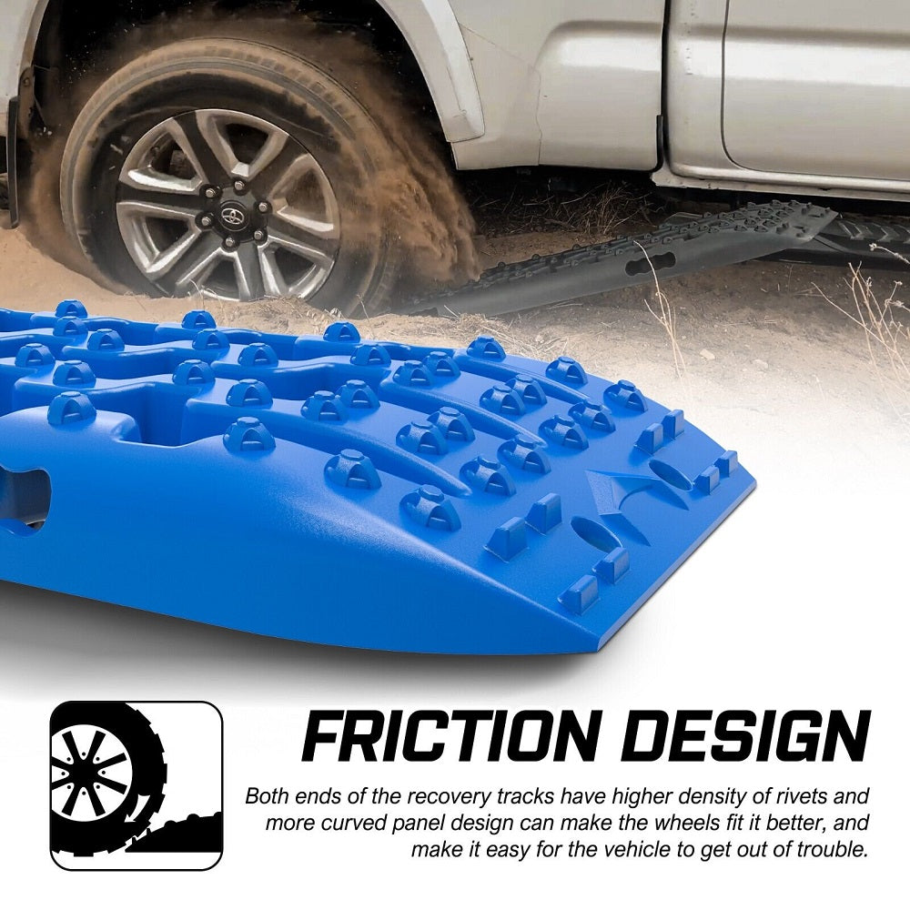 4WD Recovery Tools: X-BULL Recovery tracks Mud Snow / Sand tracks / Grass 4X4 Caravan 2pairs 4WD Gen 3.0 - Blue