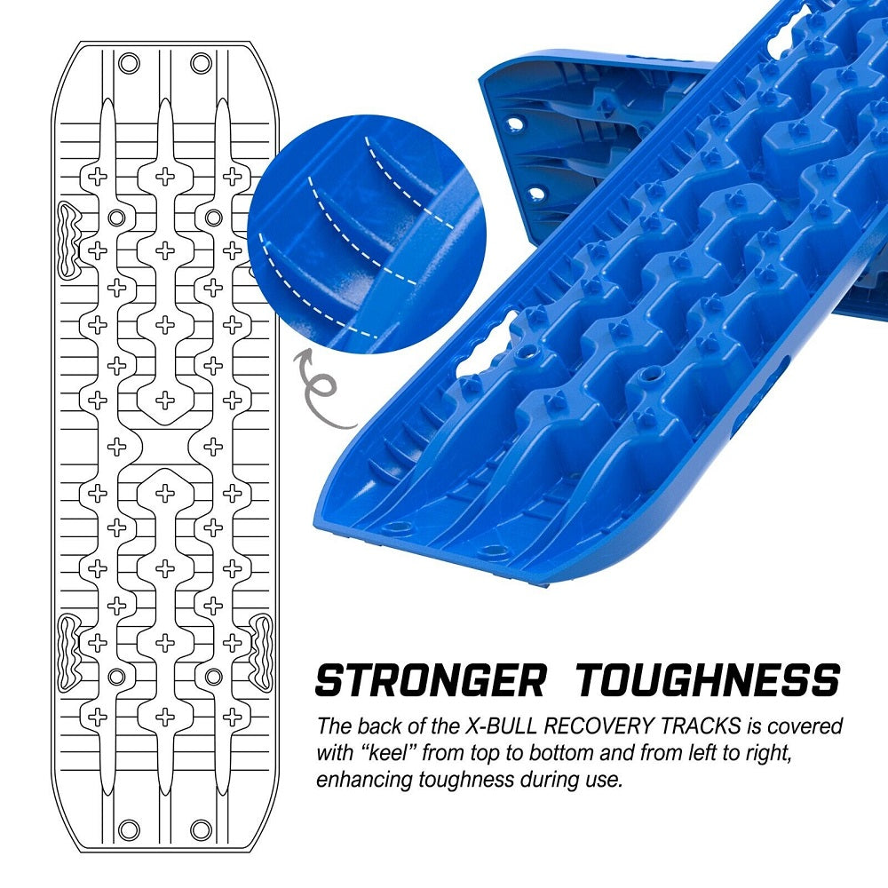 4WD Recovery Tools: X-BULL Recovery tracks Mud Snow / Sand tracks / Grass 4X4 Caravan 2pairs 4WD Gen 3.0 - Blue