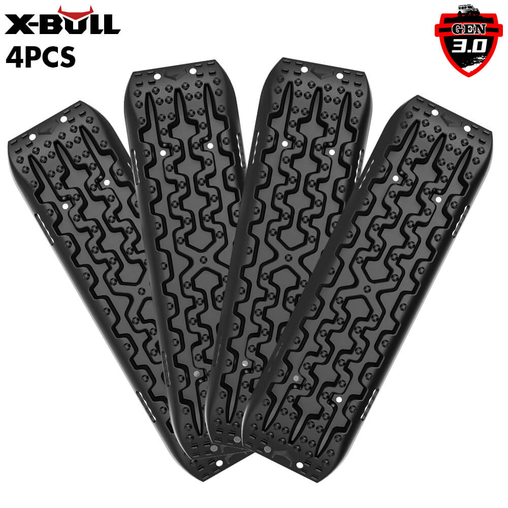 Automotive Decor: X-BULL Recovery tracks / Sand tracks / Mud tracks / Off Road 4WD 4x4 Car 2 Pairs Gen 3.0 - Black
