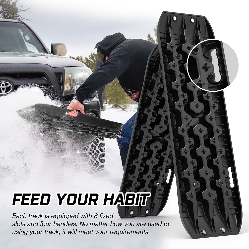 Automotive Decor: X-BULL Recovery tracks / Sand tracks / Mud tracks / Off Road 4WD 4x4 Car 2 Pairs Gen 3.0 - Black