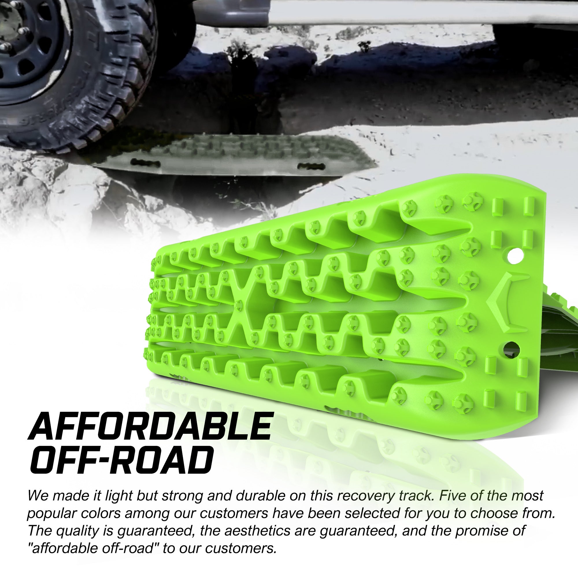4WD Recovery Tools: X-BULL Recovery tracks Sand tracks 2pcs Sand / Snow / Mud 10T 4WD Gen 3.0 - Green