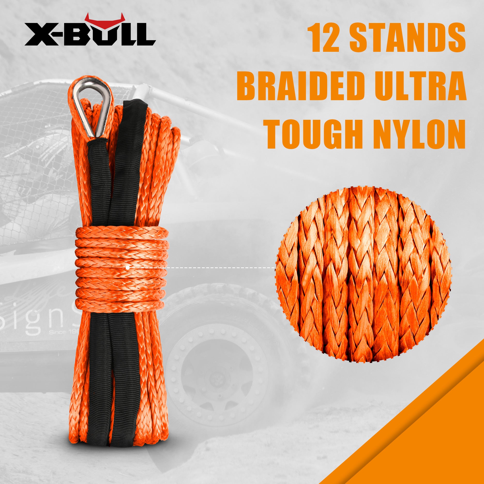 Automotive Parts: X-BULL Dyneema Synthetic Rope Winch Cable SK75 5.5MM x 13M Car Tow Recovery Strap