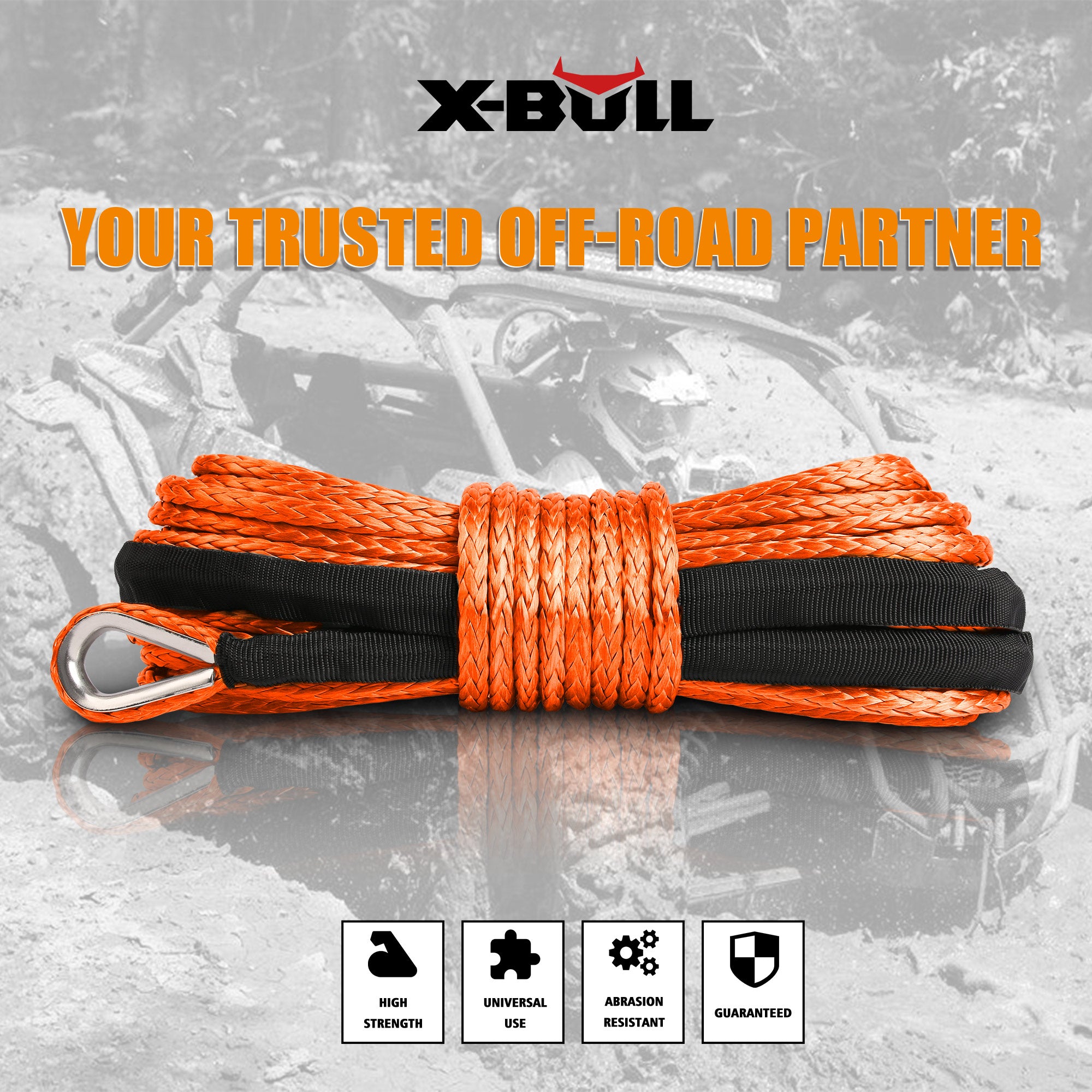 Automotive Parts: X-BULL Dyneema Synthetic Rope Winch Cable SK75 5.5MM x 13M Car Tow Recovery Strap