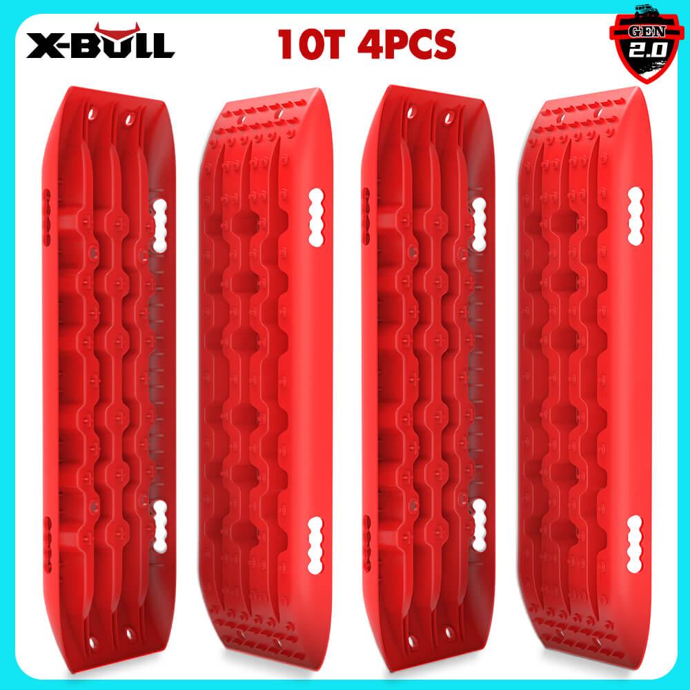 4WD Recovery Tools: X-BULL Recovery tracks 10T Sand Mud Snow 2 pairs Offroad 4WD 4x4 2pc 91cm Gen 2.0 - red