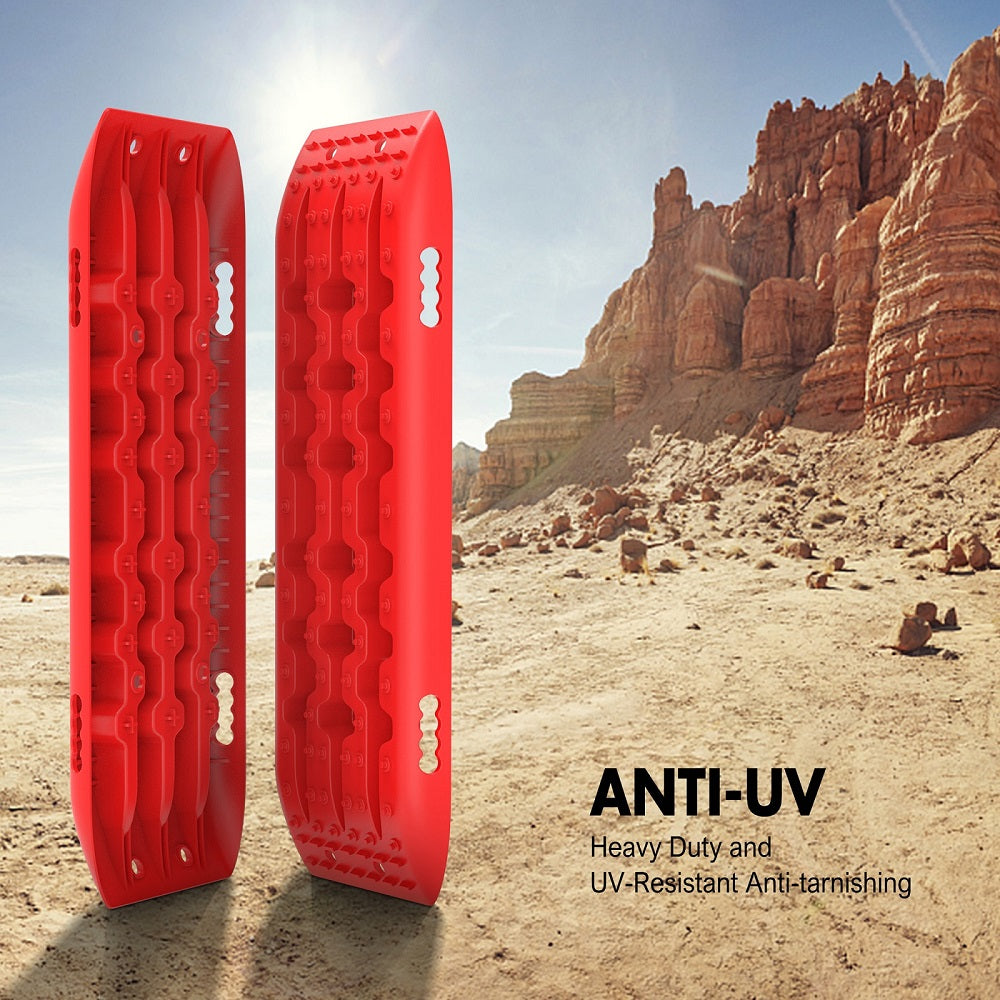 4WD Recovery Tools: X-BULL Recovery tracks 10T Sand Mud Snow 2 pairs Offroad 4WD 4x4 2pc 91cm Gen 2.0 - red