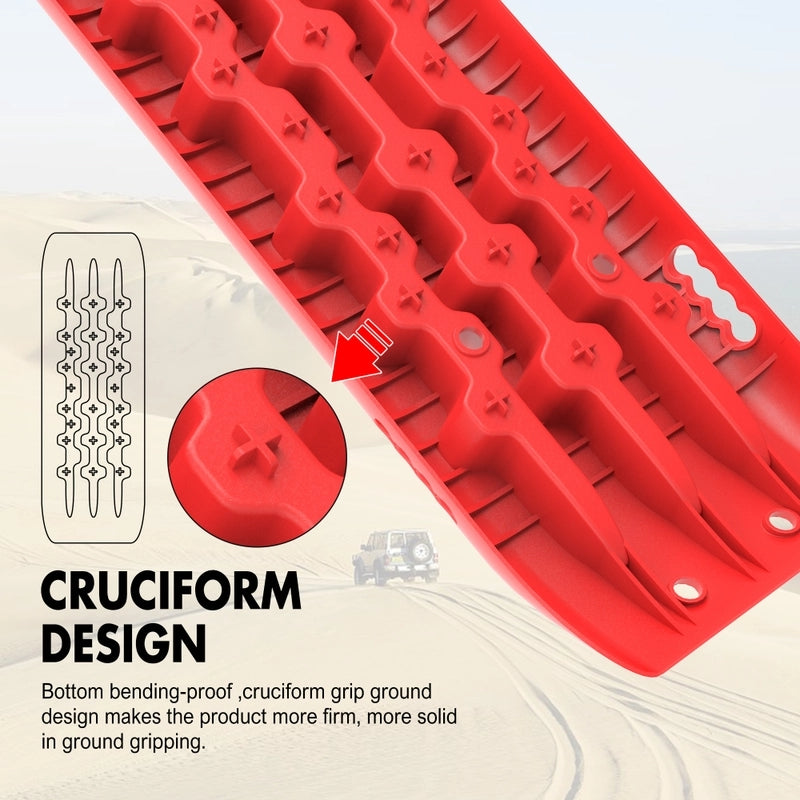 4WD Recovery Tools: X-BULL Recovery tracks Sand Trucks Offroad With 4PCS Mounting Pins 4WD Gen 2.0- red