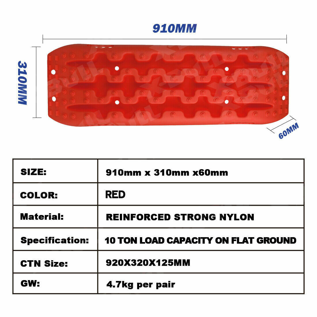 4WD Recovery Tools: X-BULL Recovery tracks Sand Trucks Offroad With 4PCS Mounting Pins 4WD Gen 2.0- red
