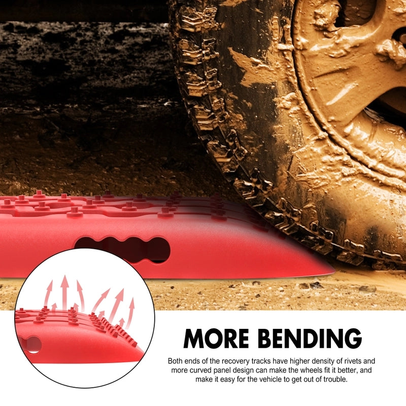 4WD Recovery Tools: X-BULL Recovery tracks Sand Trucks Offroad With 4PCS Mounting Pins 4WD Gen 2.0- red
