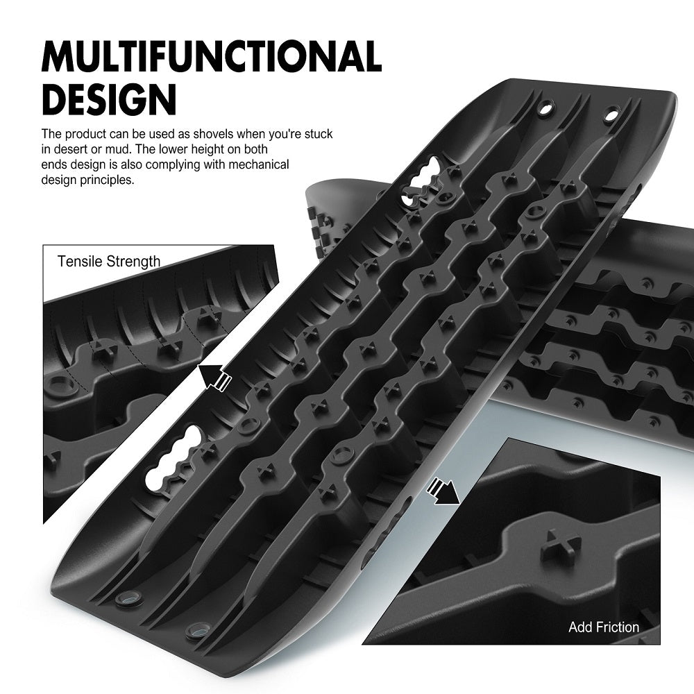 4WD Recovery Tools: X-BULL Recovery Tracks Sand Track Mud Snow 2 pairs Gen 2.0 Accessory 4WD 4X4 - Black