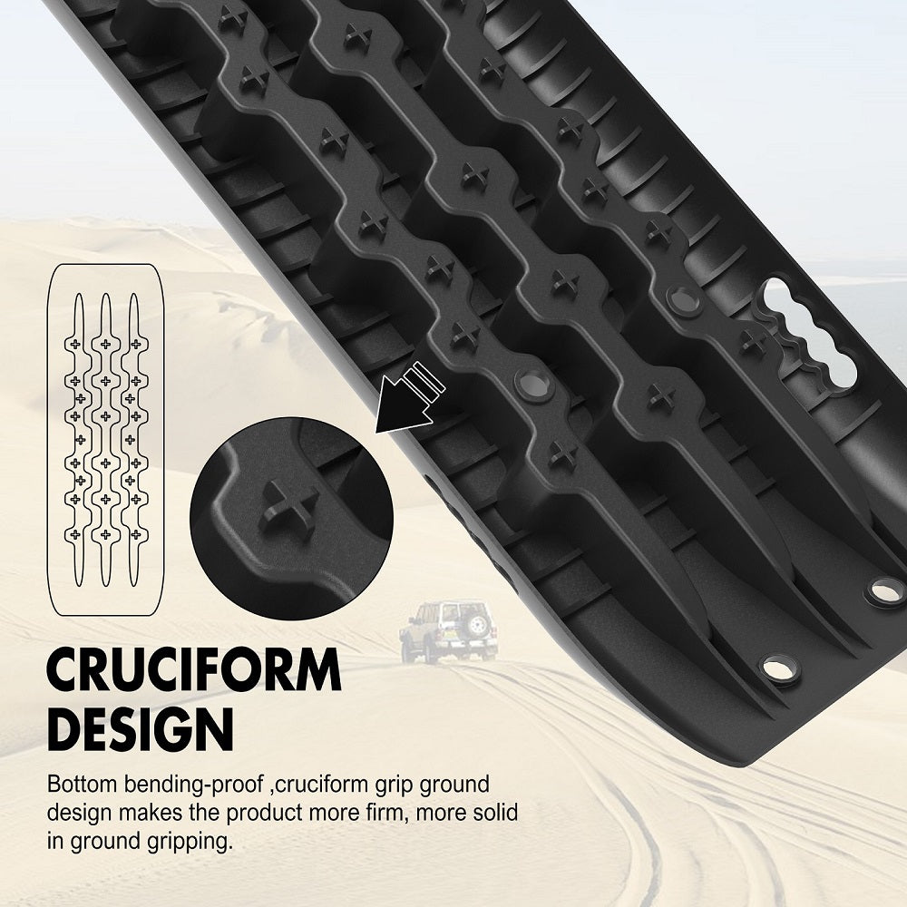 4WD Recovery Tools: X-BULL Recovery Tracks Sand Track Mud Snow 2 pairs Gen 2.0 Accessory 4WD 4X4 - Black