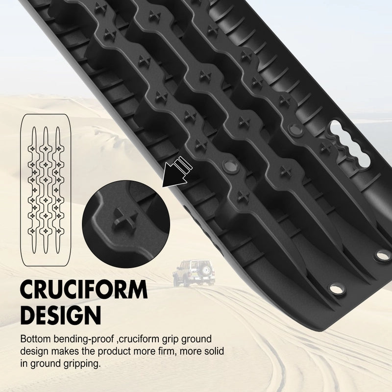 4WD Recovery Tools: X-BULL Recovery tracks Sand Trucks Offroad With 4PCS Mounting Pins 4WDGen 2.0 - Black