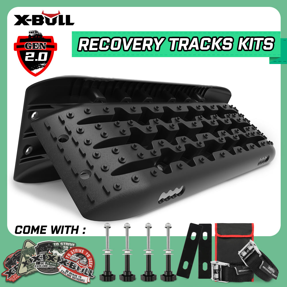 4WD Recovery Tools: X-BULL Recovery tracks Sand Trucks Offroad With 4PCS Mounting Pins 4WDGen 2.0 - Black