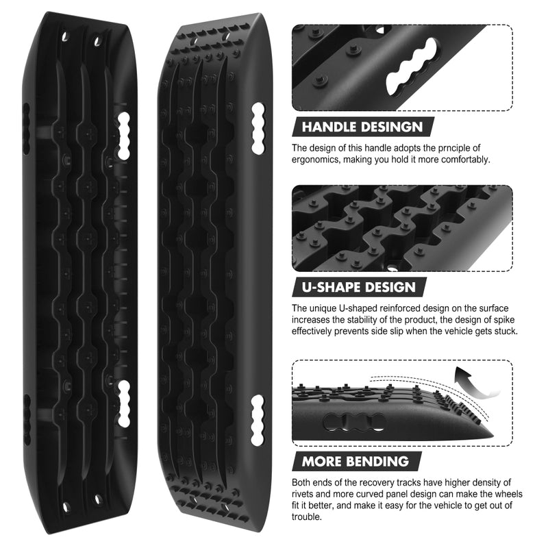4WD Recovery Tools: X-BULL Recovery tracks Sand Trucks Offroad With 4PCS Mounting Pins 4WDGen 2.0 - Black