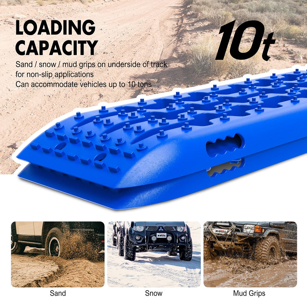 4WD Recovery Tools: X-BULL Recovery tracks Sand tracks 2pcs Sand / Snow / Mud 10T 4WD Gen 2.0 - blue